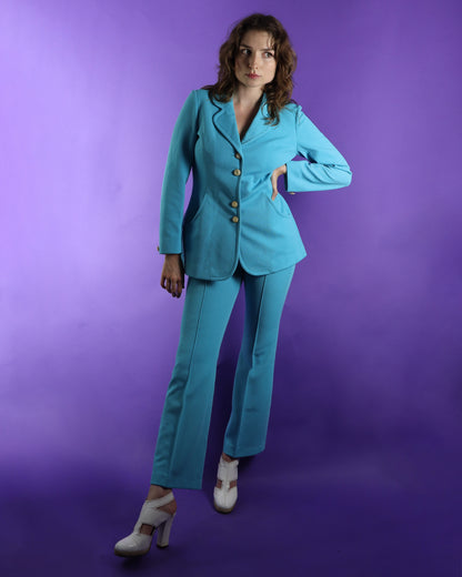 Vintage 1970s Lasso Western Rodeo Pant Suit Turquoise