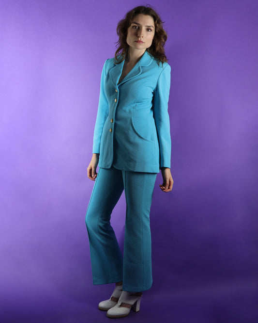 Vintage 1970s Lasso Western Rodeo Pant Suit Turquoise