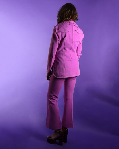 Vintage 1970s Lasso Western Rodeo Pant Suit Hot Pink