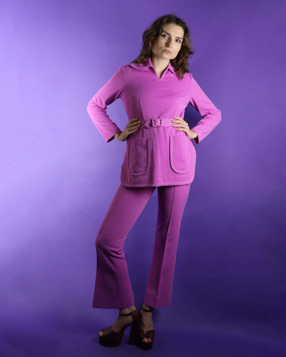Vintage 1970s Lasso Western Rodeo Pant Suit Hot Pink