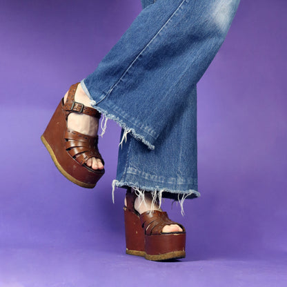 Vintage 1970s Wedge Platform Sandals
