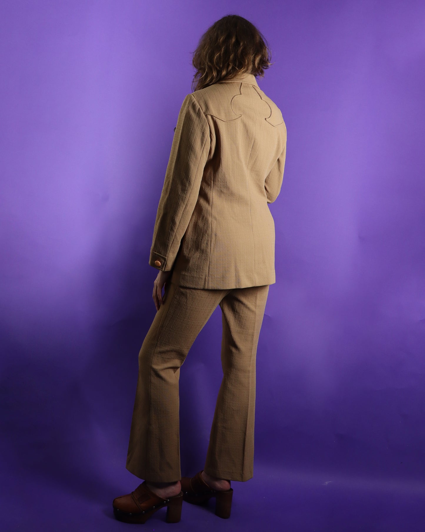 Vintage 1970s Lasso Western Rodeo Pant Suit Sand