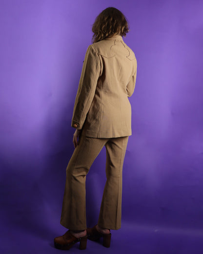 Vintage 1970s Lasso Western Rodeo Pant Suit Sand