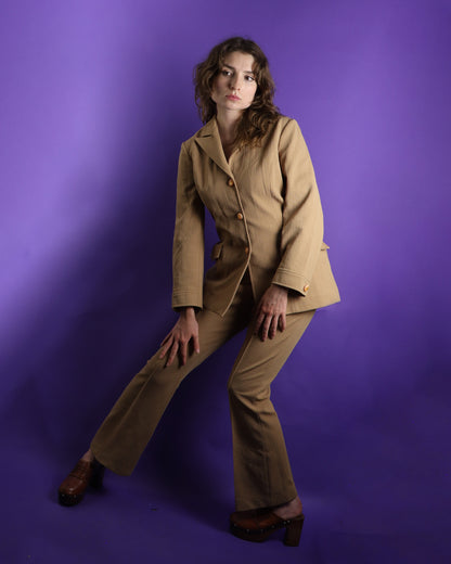 Vintage 1970s Lasso Western Rodeo Pant Suit Sand