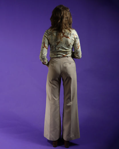 Vintage 1970s Beige Trouser Suit with Flares