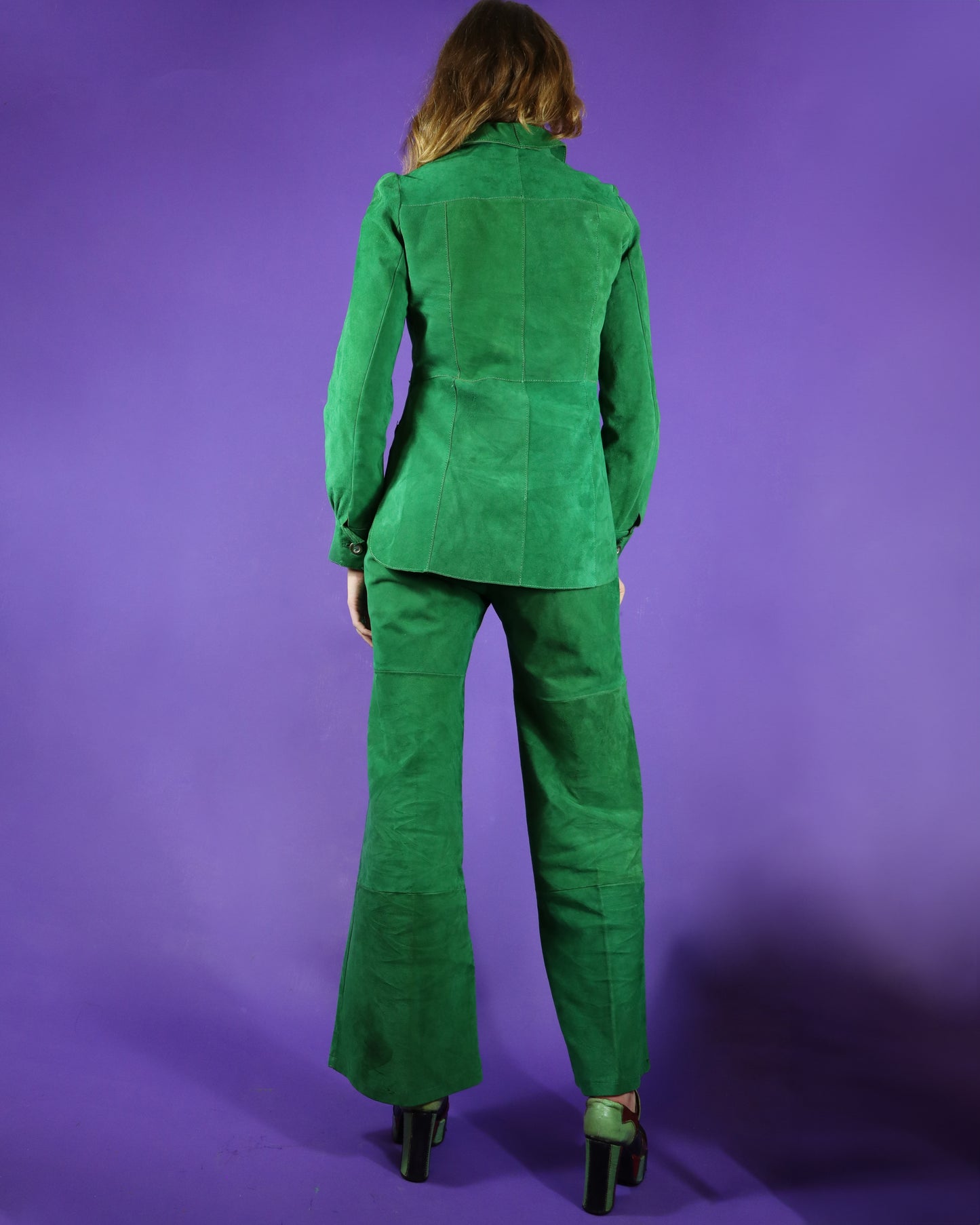 Vintage 1970s Emerald Suede Pant Suit