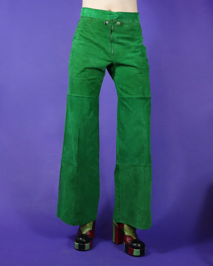 Vintage 1970s Emerald Suede Pant Suit