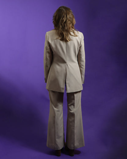 Vintage 1970s Beige Trouser Suit with Flares