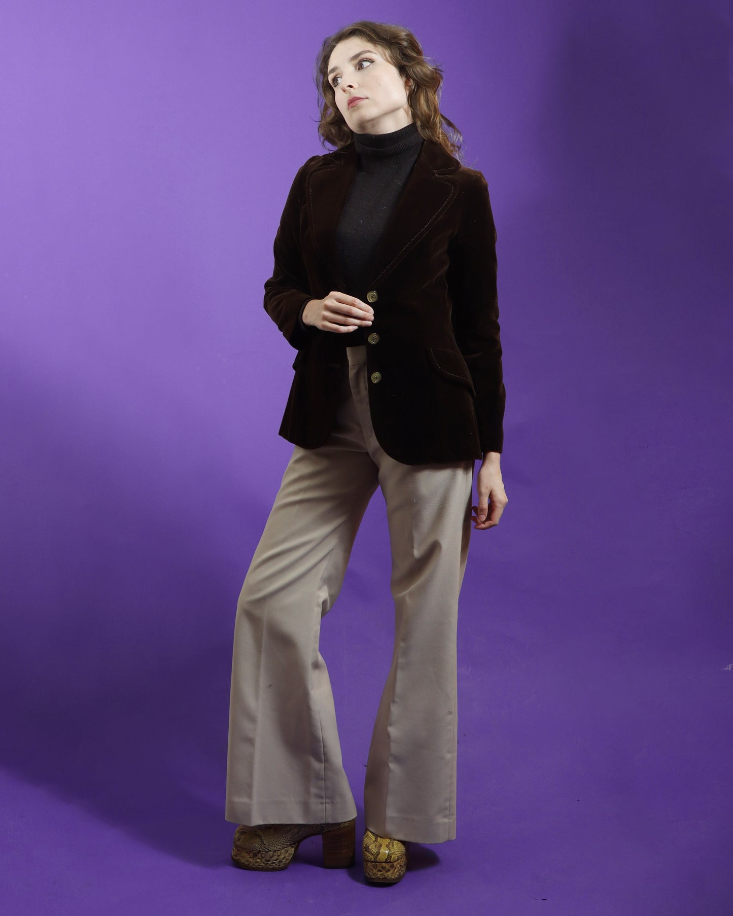 Vintage 1970s Dark Brown Velvet Blazer