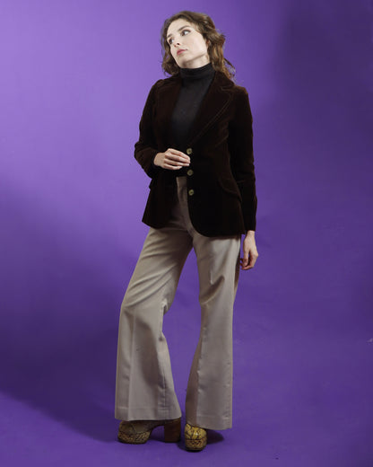 Vintage 1970s Dark Brown Velvet Blazer