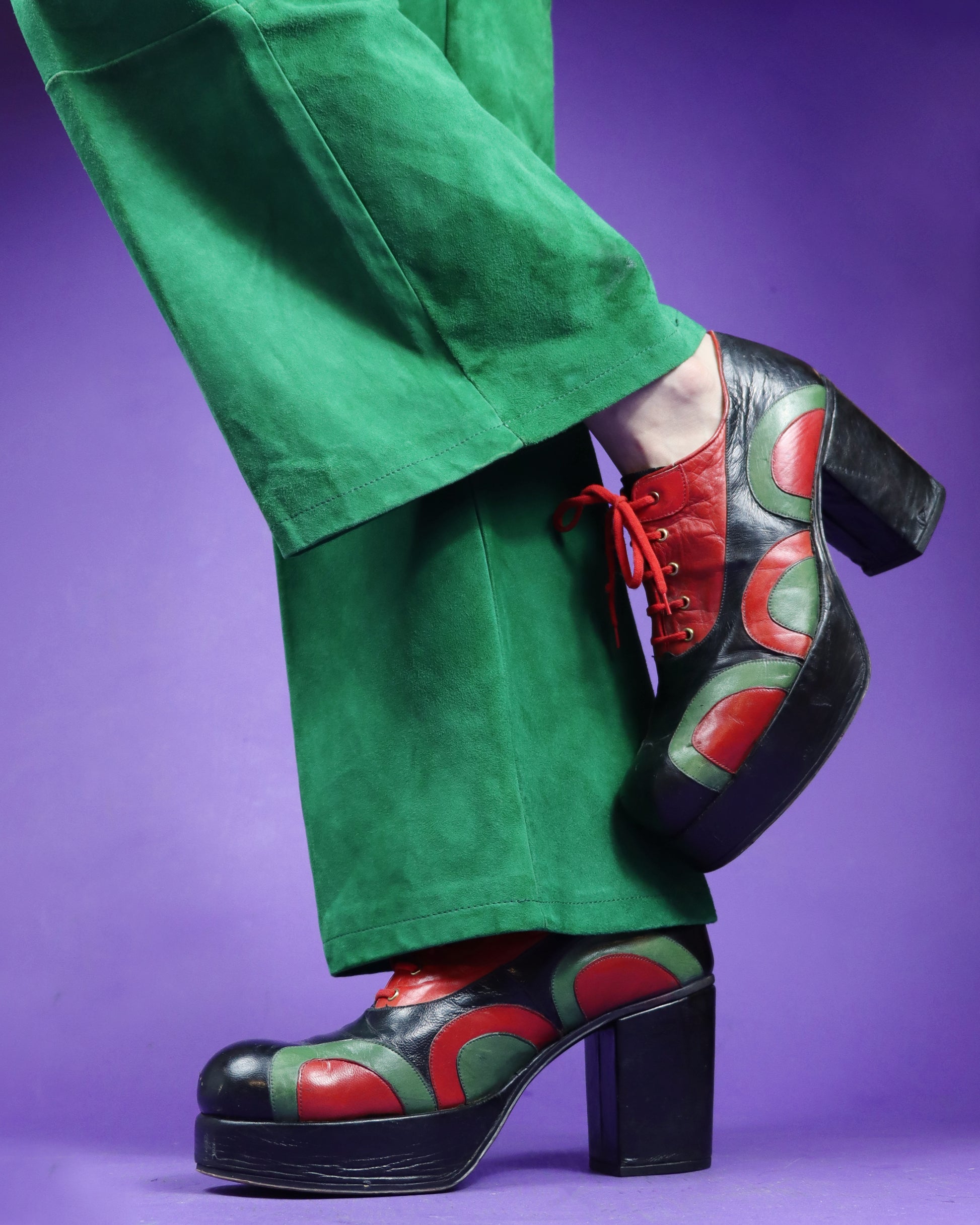 Vintage 1970s Patchwork Platform Shoes UK 11 โ 70sstacks