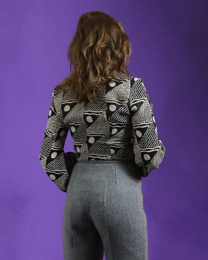 Vintage 1970s Jeff Banks Silk Blouse Bell Sleeve