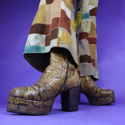Vintage 1970s Snakeskin Platform Boots