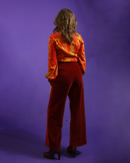 Vintage 1970s Dark Red Velvet Suit