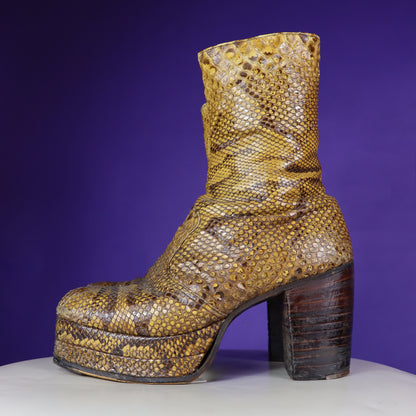 Vintage 1970s Snakeskin Platform Boots