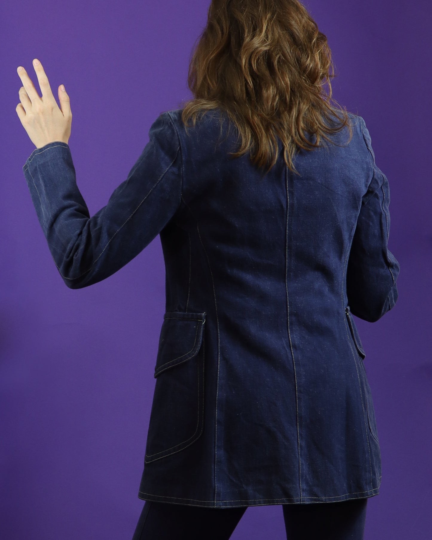 Vintage 1970s Denim Trouser Suit Embroidered