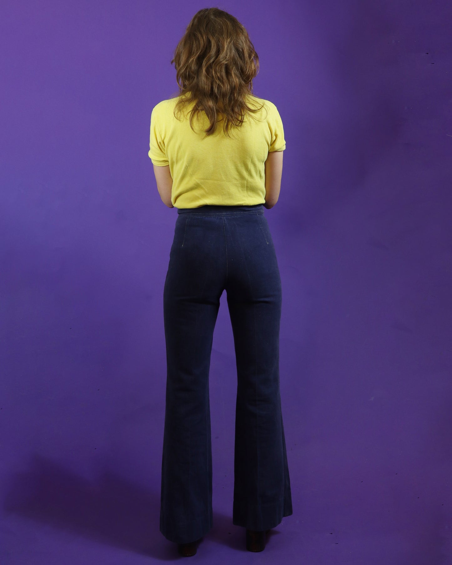 Vintage 1970s Denim Trouser Suit Embroidered