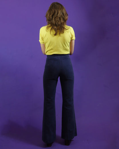 Vintage 1970s Denim Trouser Suit Embroidered