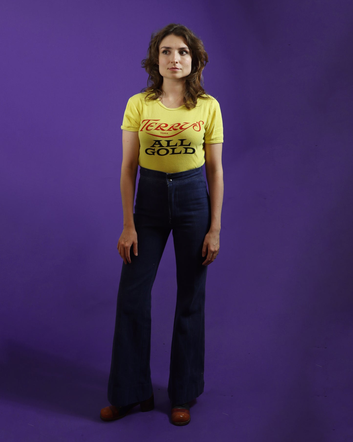 Vintage 1970s Denim Trouser Suit Embroidered