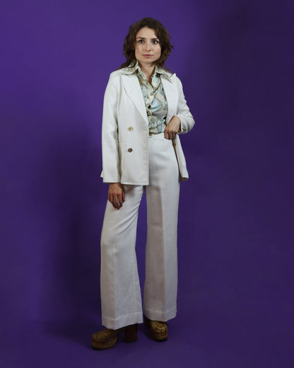 Vintage 1970s Pointillism Print Dagger Collar Shirt