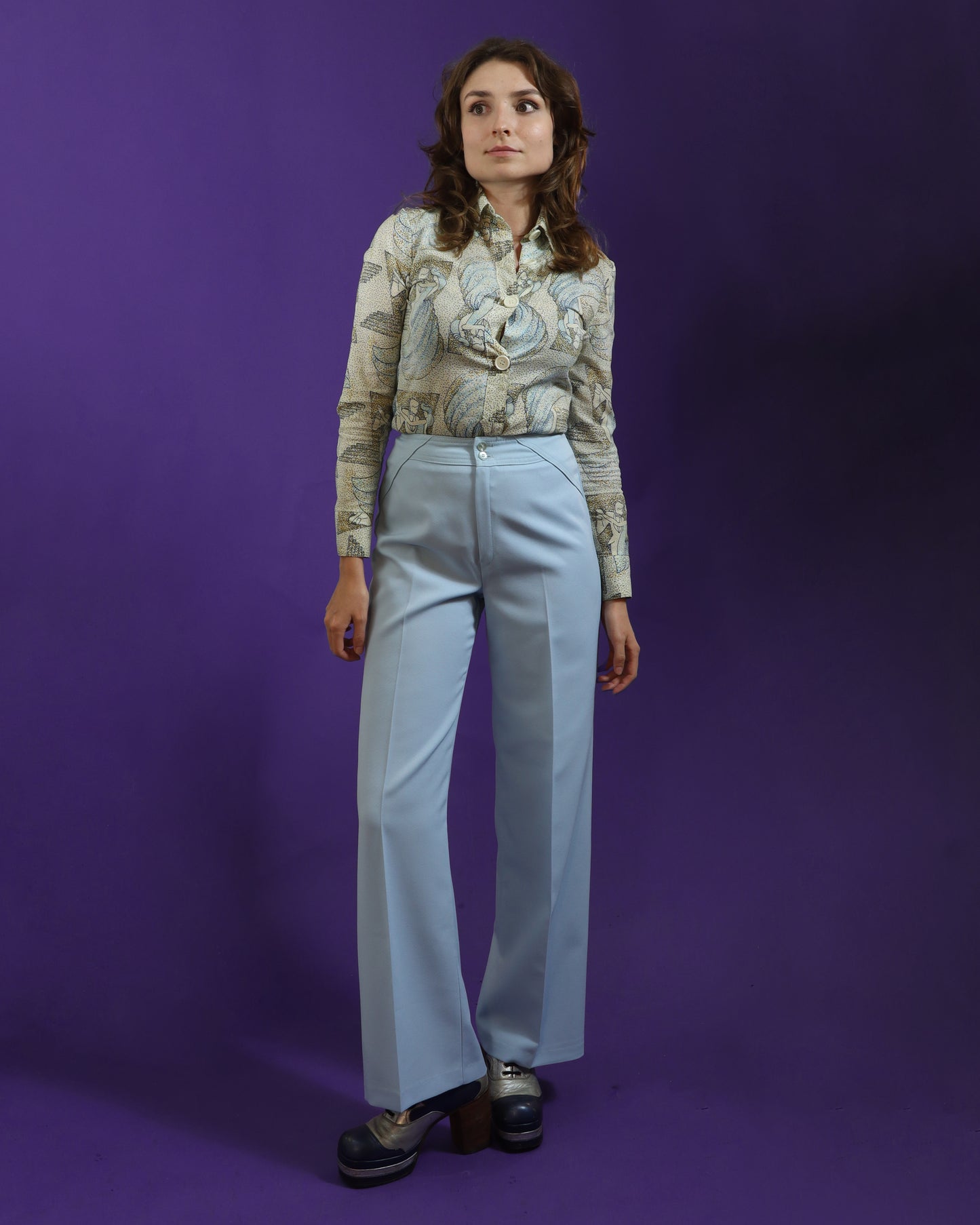 Vintage 1970s Pale Blue Suit