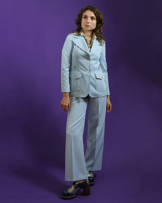 Vintage 1970s Pale Blue Suit