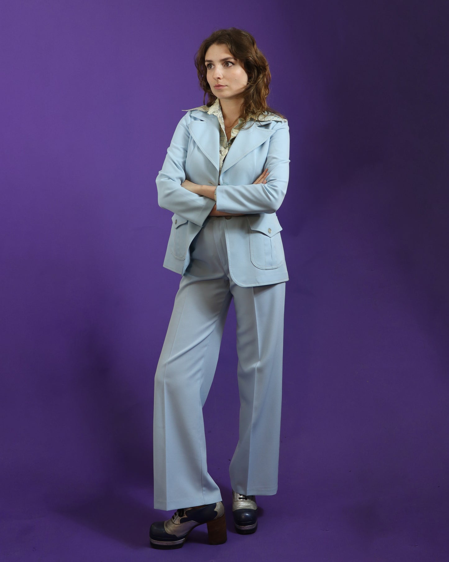 Vintage 1970s Pale Blue Suit