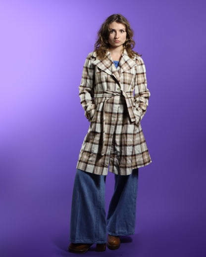 Vintage 1970s Gingham Woollen Coat