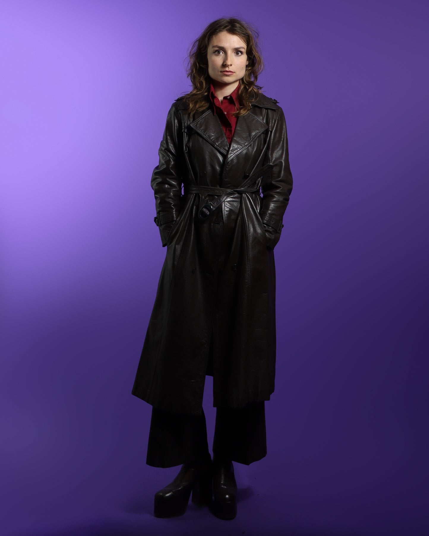 Vintage 1970s Leather Trench Coat