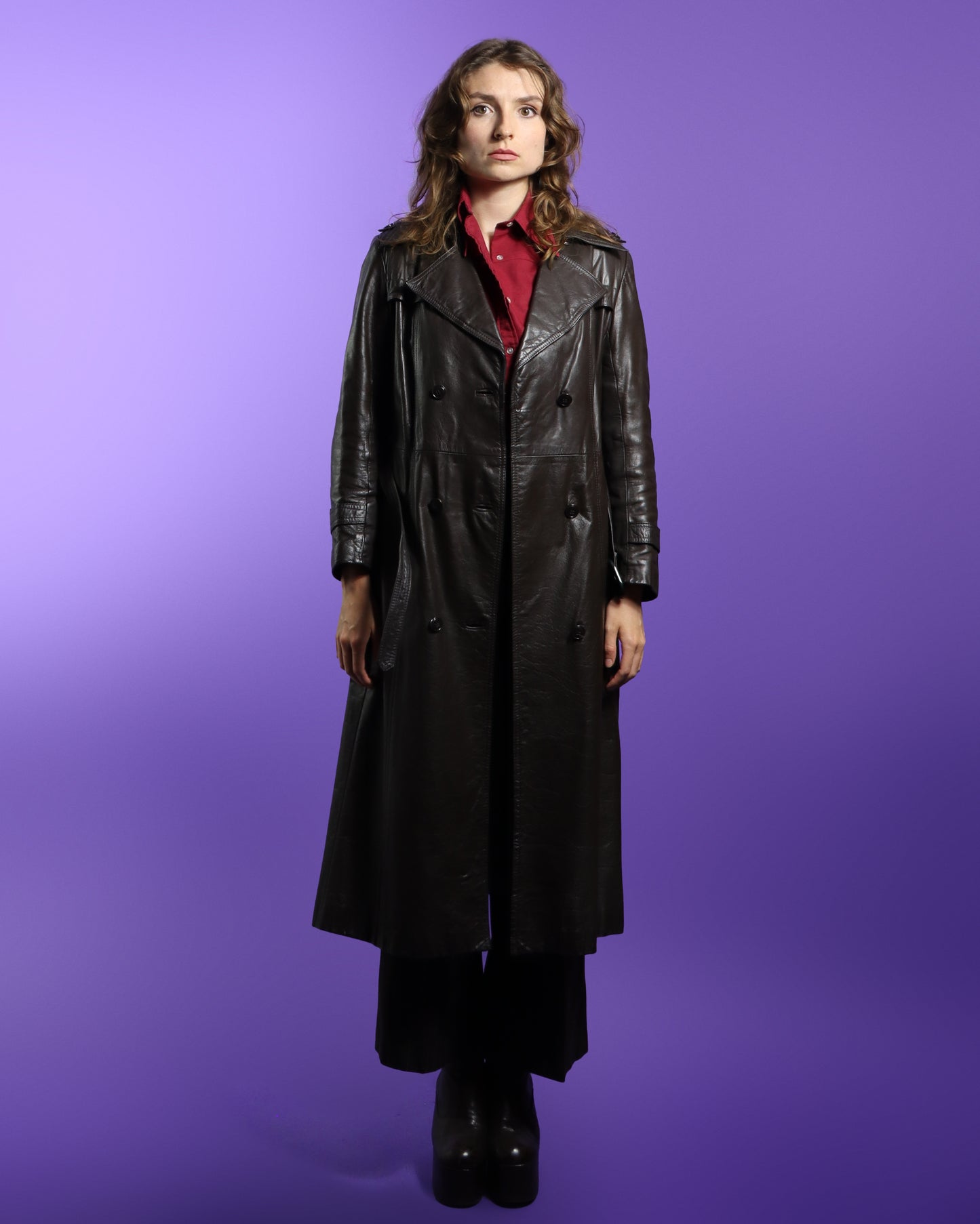 Vintage 1970s Leather Trench Coat