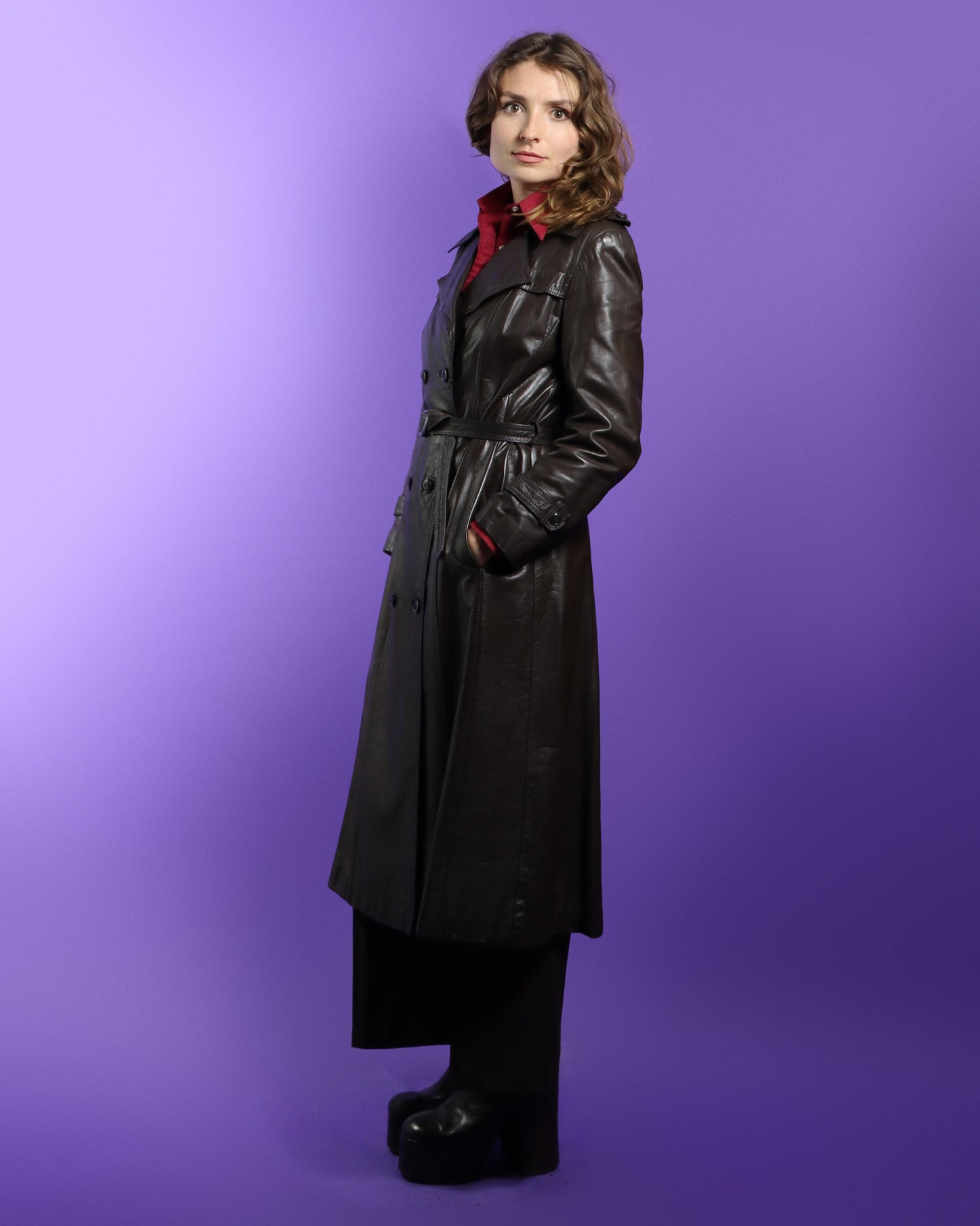 Vintage 1970s Leather Trench Coat