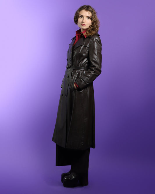 Vintage 1970s Leather Trench Coat