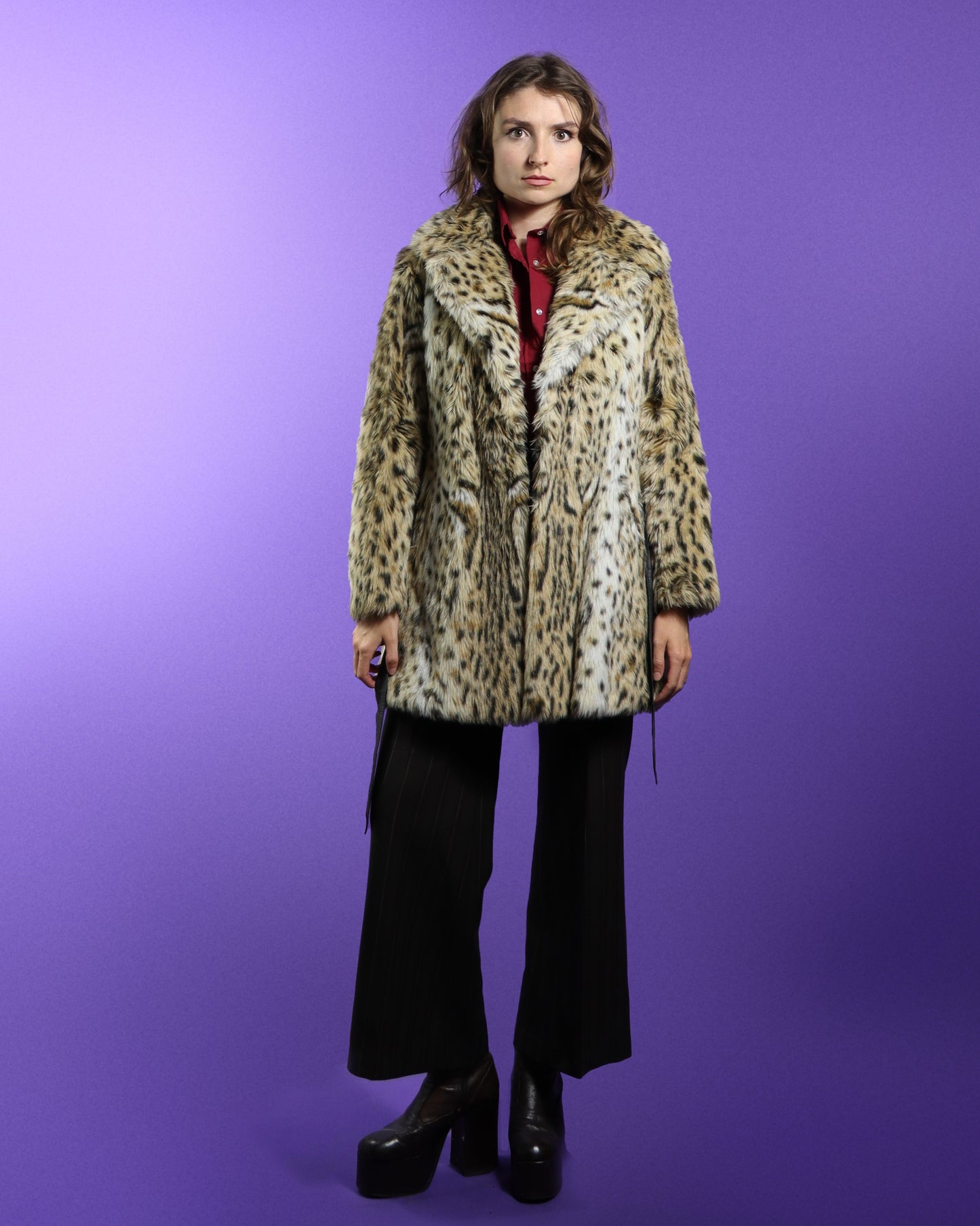 Vintage 1970s Leopard Faux Fur Coat