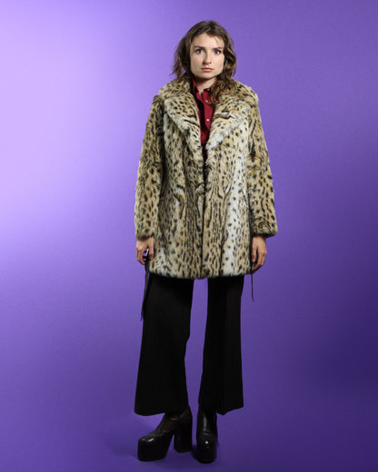 Vintage 1970s Leopard Faux Fur Coat