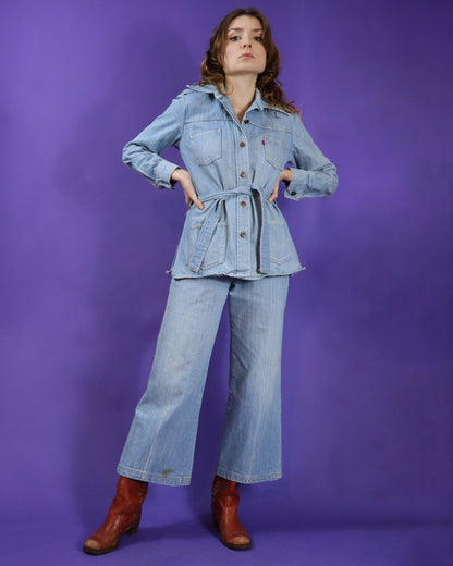 Rare Vintage 1970s Levi's For Gals Orange Tab Denim Safari Suit