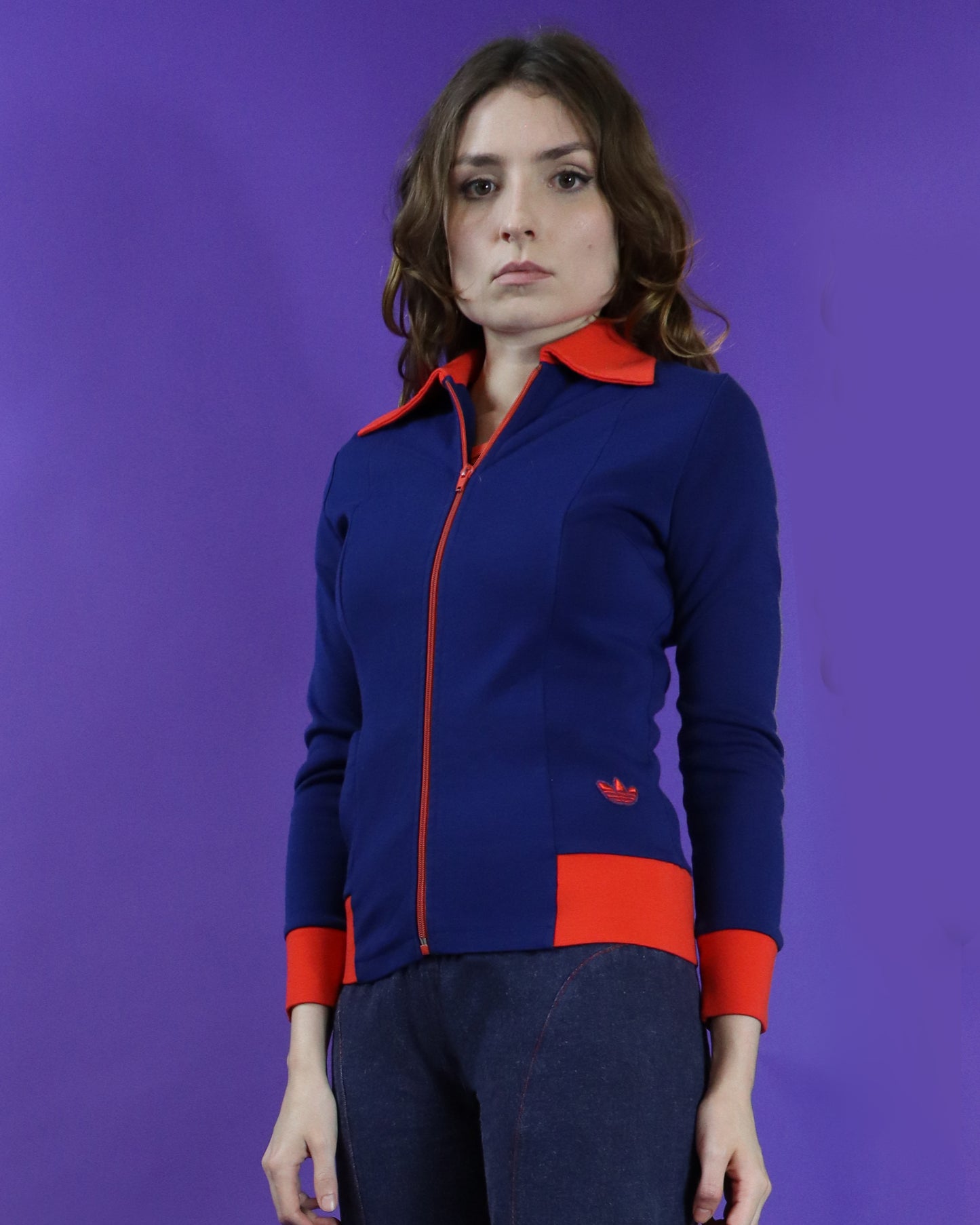 Vintage 1970s Adidas Red and Navy Tracksuit Top