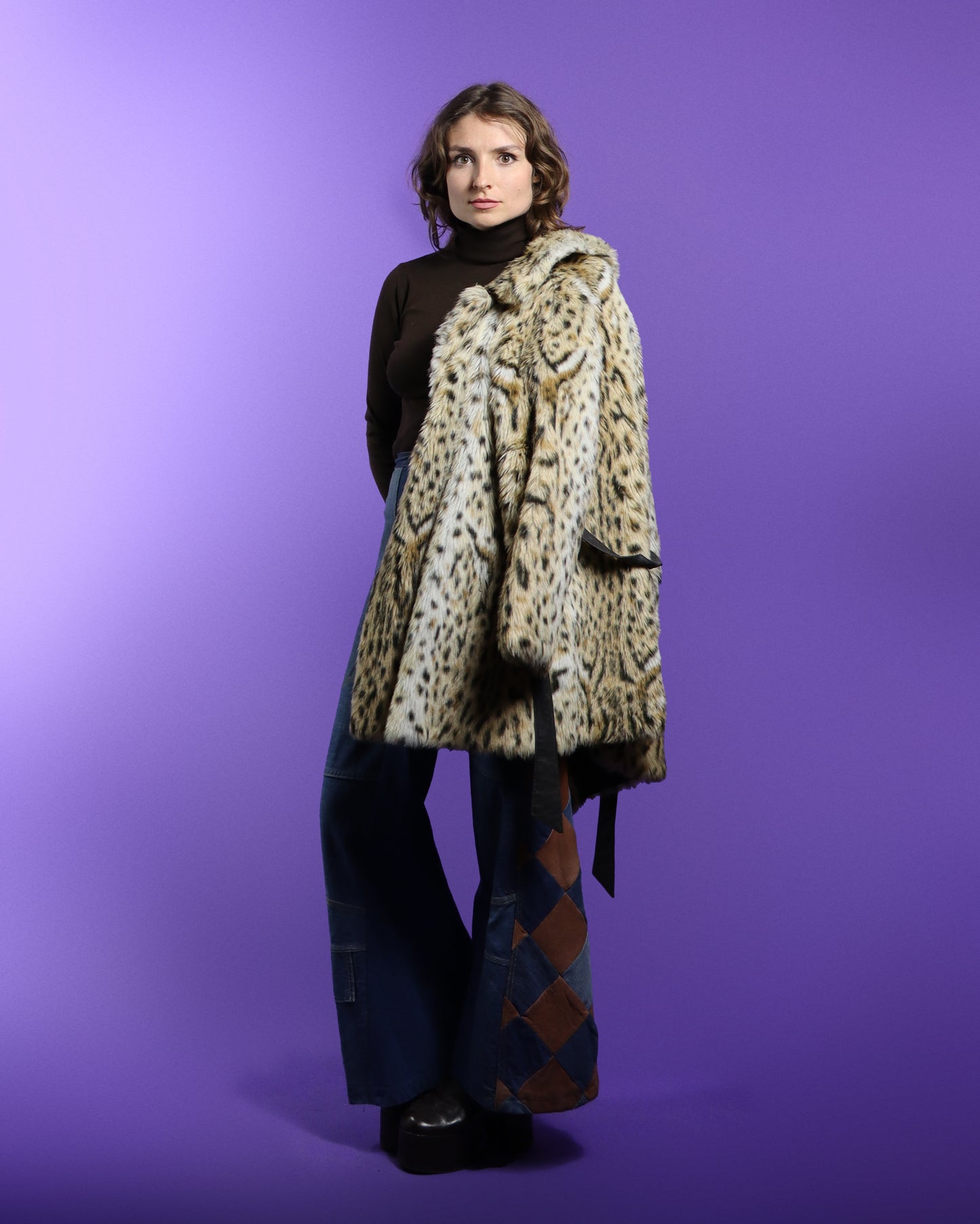 Vintage 1970s Leopard Faux Fur Coat