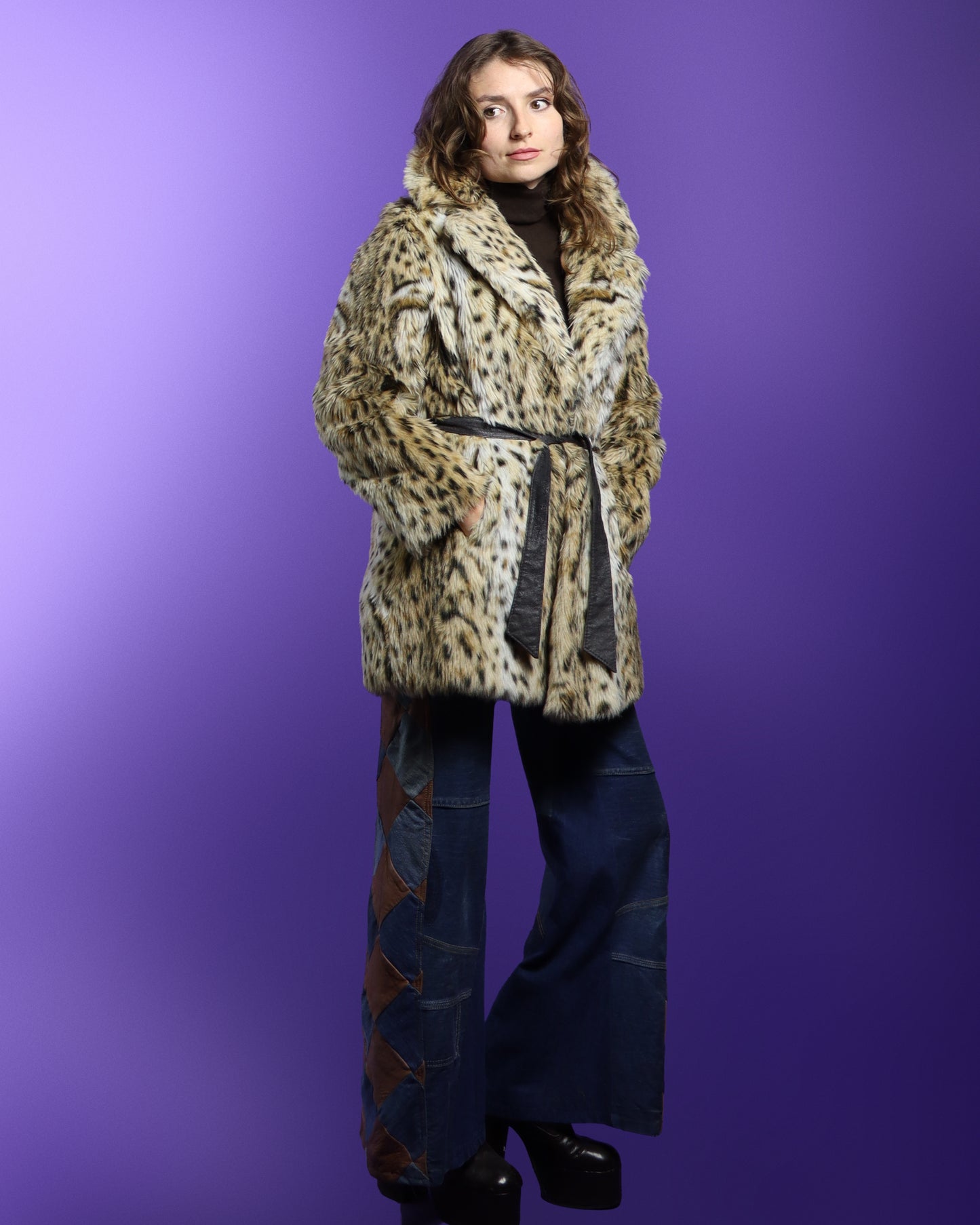 Vintage 1970s Leopard Faux Fur Coat