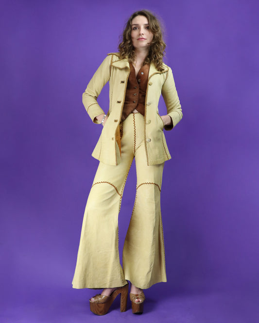 Vintage 1970s North Beach Leather Whipstitch Suit with Kenn Fung Illustration