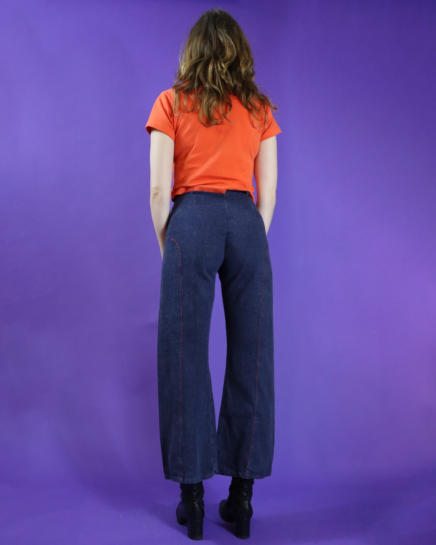 Vintage 1970s Red Button Denim Flares