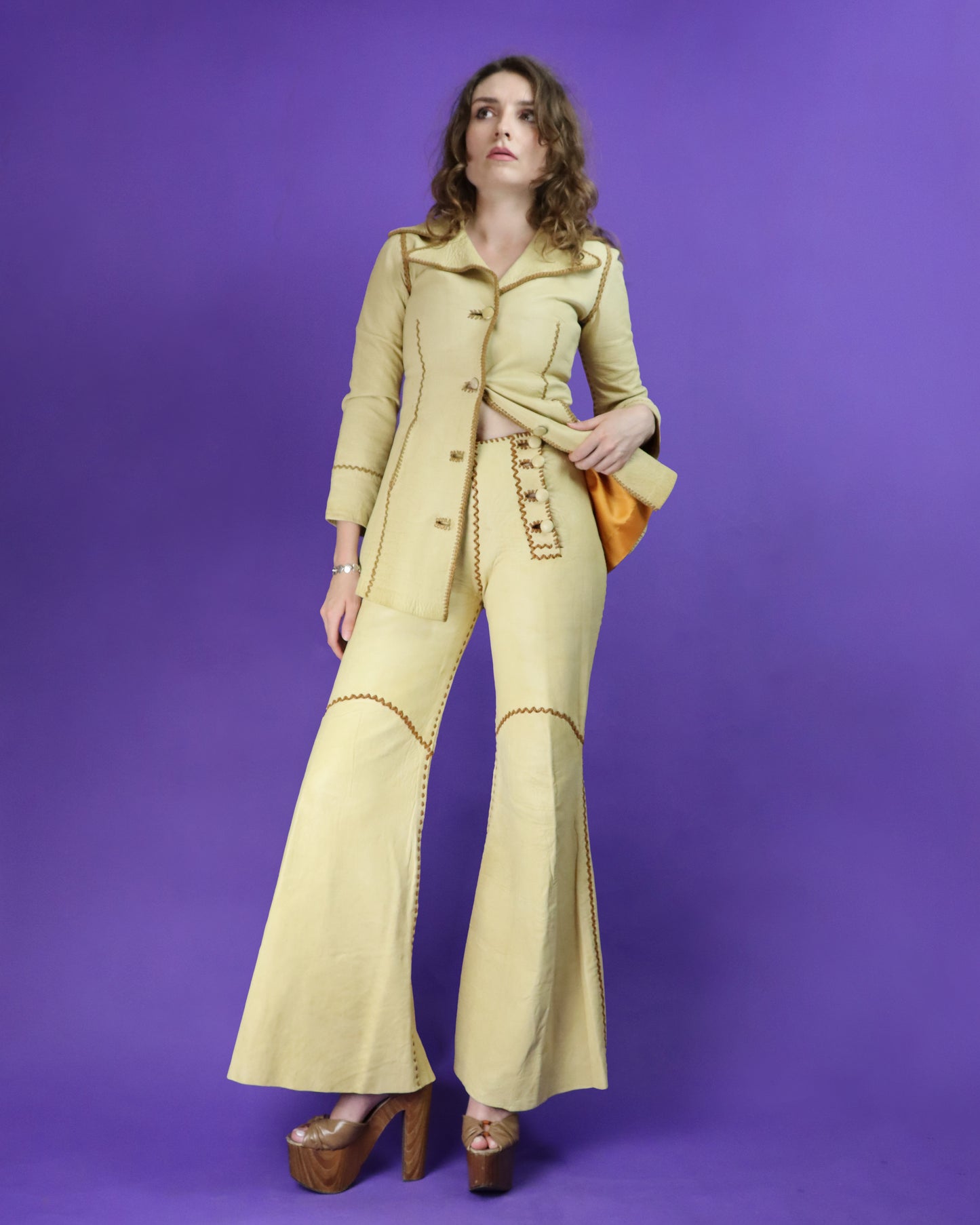 Vintage 1970s North Beach Leather Whipstitch Suit with Kenn Fung Illustration