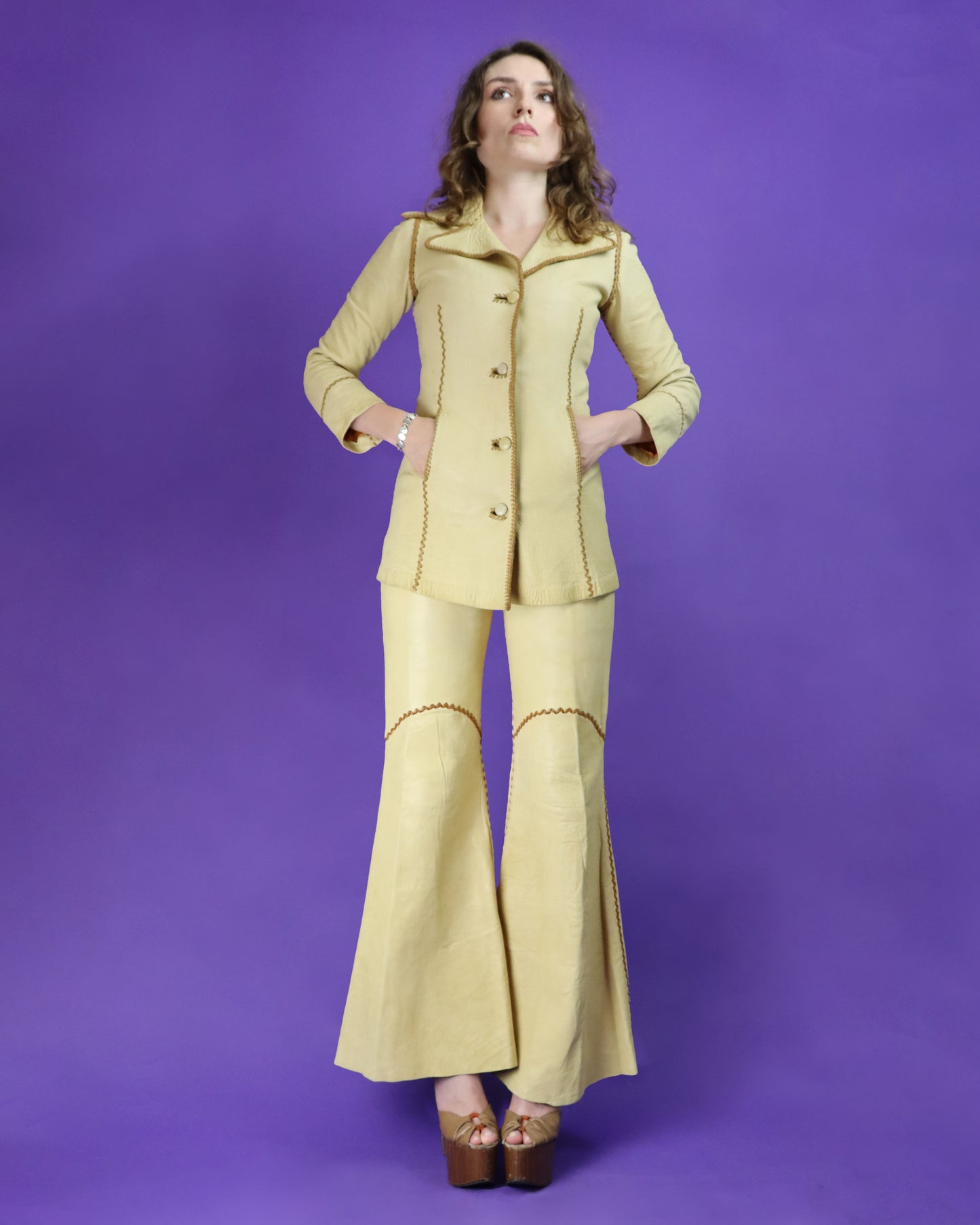 Vintage 1970s North Beach Leather Whipstitch Suit with Kenn Fung Illustration