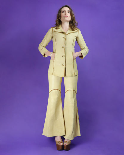 Vintage 1970s North Beach Leather Whipstitch Suit with Kenn Fung Illustration