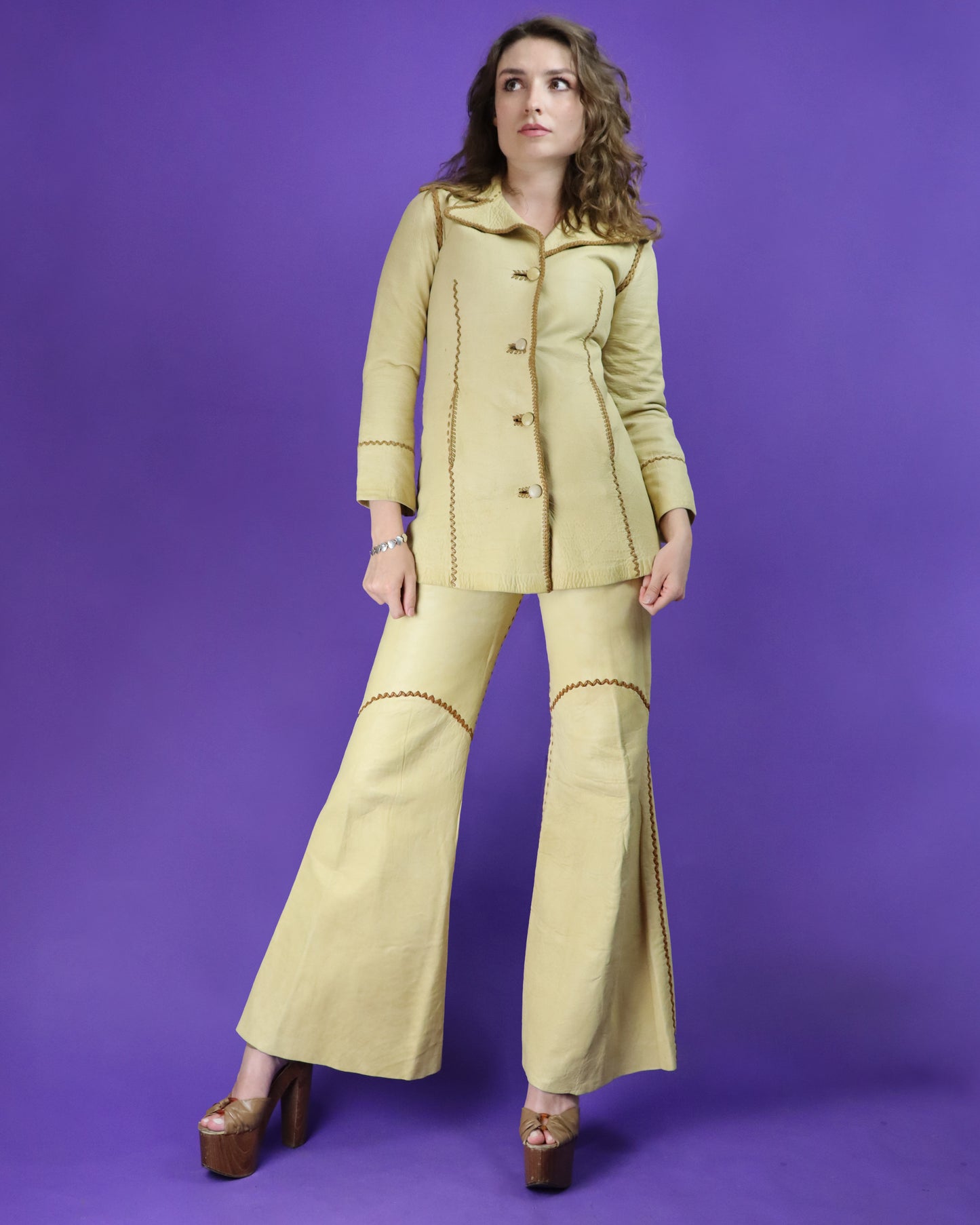 Vintage 1970s North Beach Leather Whipstitch Suit with Kenn Fung Illustration
