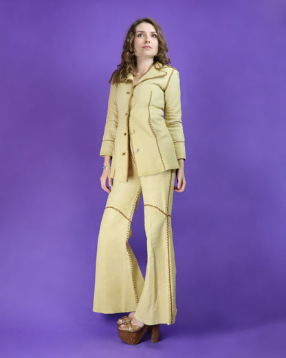 Vintage 1970s North Beach Leather Whipstitch Suit with Kenn Fung Illustration