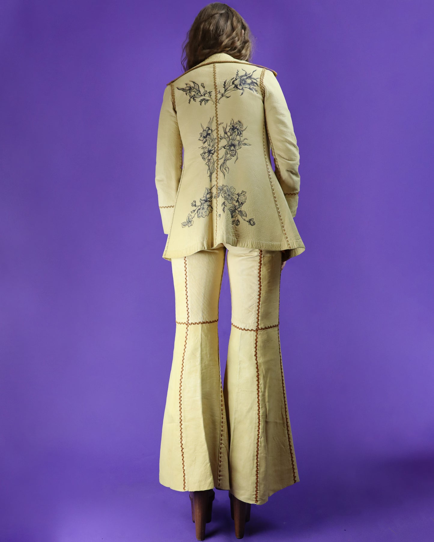 Vintage 1970s North Beach Leather Whipstitch Suit with Kenn Fung Illustration