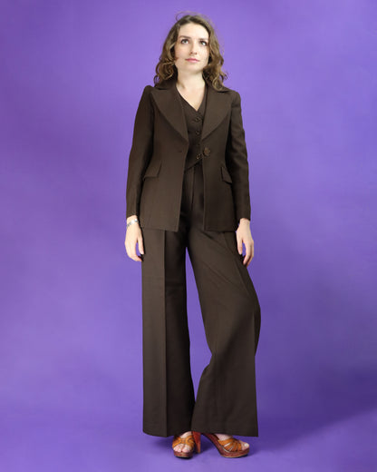 Vintage 1970s Brown 3 Piece Suit