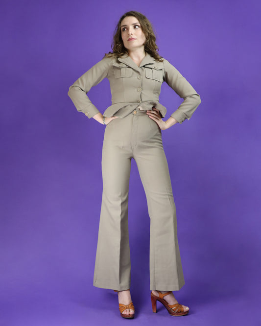 Vintage 1970s Beige Leisure Suit