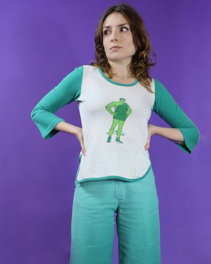 Vintage 1970s Green Giant Novelty Raglan T Shirt