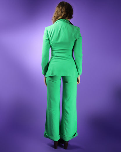 Vintage 1970s Green Suit with Turn Ups